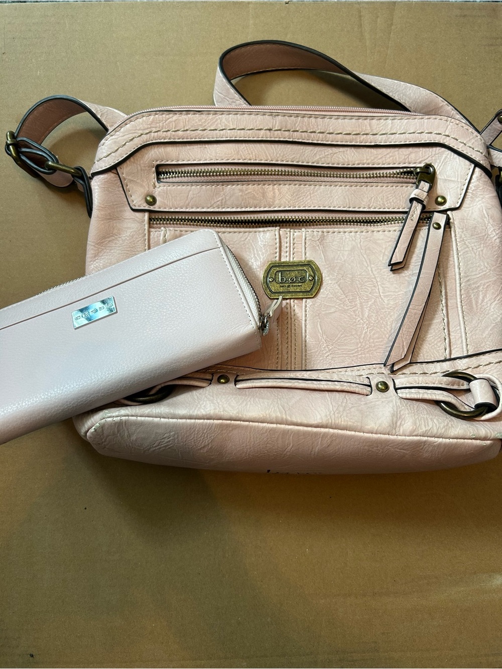 Blush Pink Shoulder Bag with Matching Wallet. Sleeves slightly used.